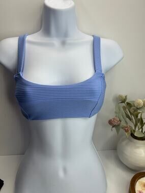 L*Space for Anthropologie Jess Ribbed Swim Top Blue Women XS NWT